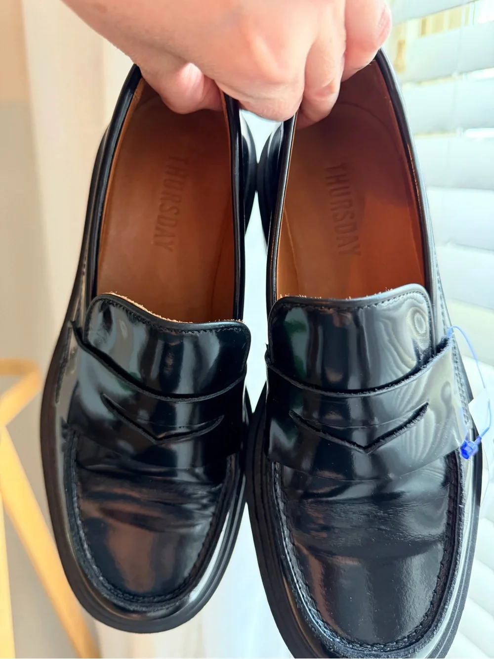 Thursday Black Leather Penny Loafers for women